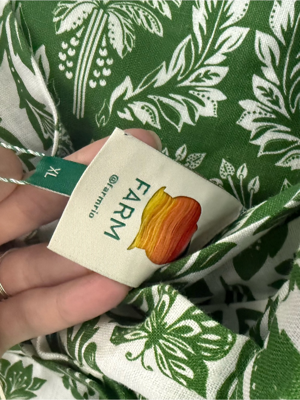 FARM Rio Green and White Botanical Print Midi Dress - Picture 4 of 4